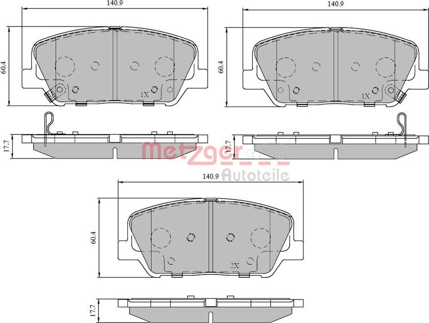 Metzger 1170780 - Тормозные колодки, дисковые, комплект autospares.lv