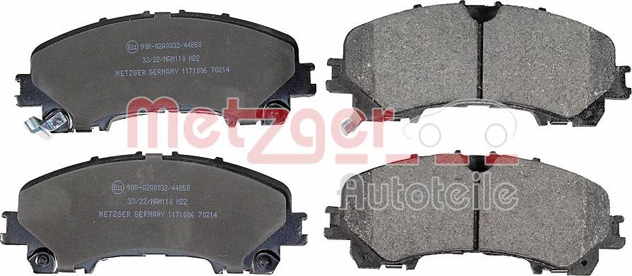 Metzger 1171006 - Тормозные колодки, дисковые, комплект autospares.lv