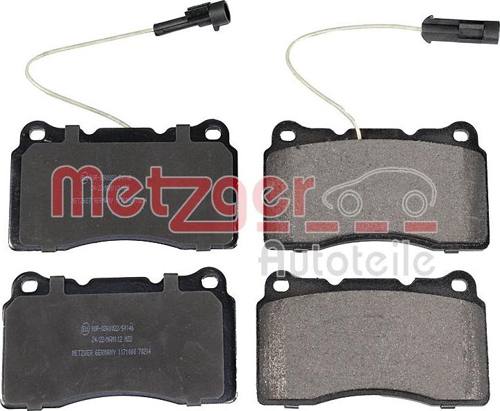 Metzger 1171000 - Тормозные колодки, дисковые, комплект autospares.lv