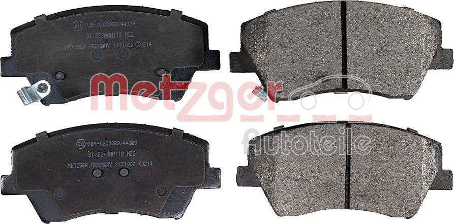 Metzger 1171007 - Тормозные колодки, дисковые, комплект autospares.lv