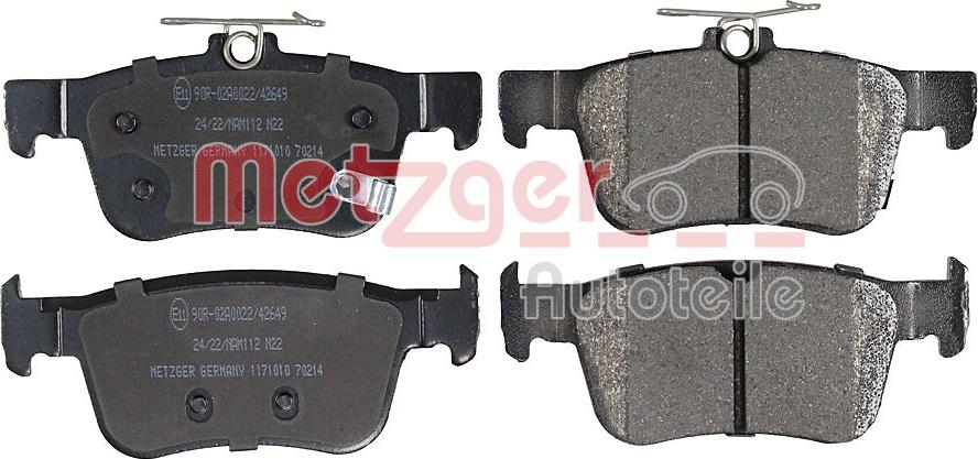 Metzger 1171010 - Тормозные колодки, дисковые, комплект autospares.lv