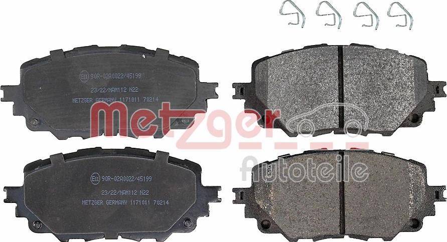 Metzger 1171011 - Тормозные колодки, дисковые, комплект autospares.lv