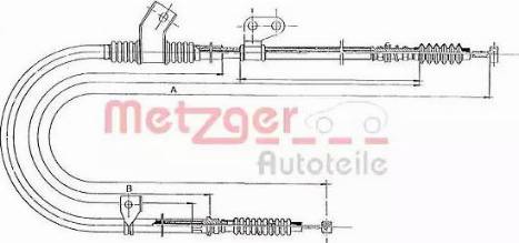Metzger 17.0572 - Тросик, cтояночный тормоз autospares.lv