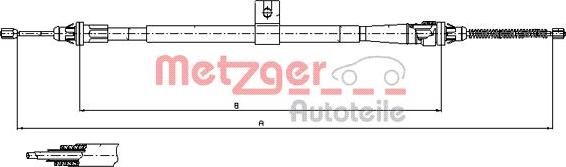 Metzger 17.0006 - Тросик, cтояночный тормоз autospares.lv