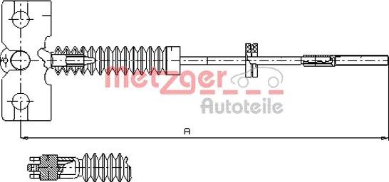 Metzger 17.0221 - Тросик, cтояночный тормоз autospares.lv
