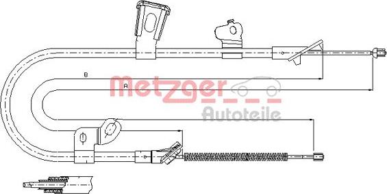 Metzger 17.1074 - Тросик, cтояночный тормоз autospares.lv
