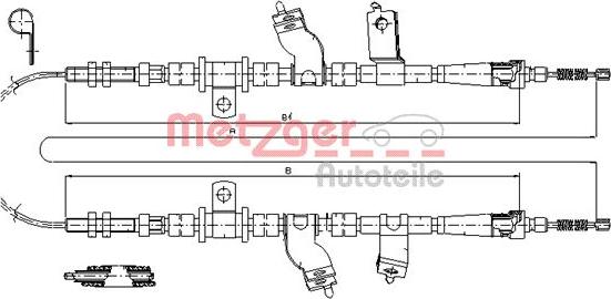 Metzger 17.3501 - Тросик, cтояночный тормоз autospares.lv