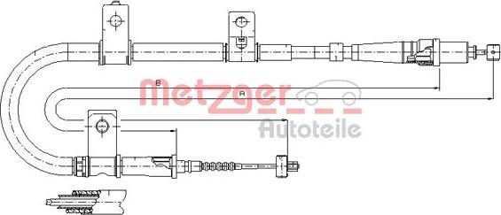 Metzger 17.2550 - Тросик, cтояночный тормоз autospares.lv