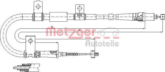 Metzger 17.2551 - Тросик, cтояночный тормоз autospares.lv