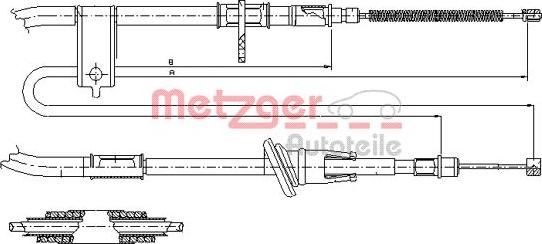 Metzger 17.2519 - Тросик, cтояночный тормоз autospares.lv