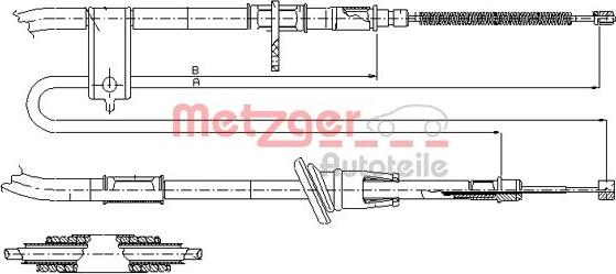 Metzger 17.2512 - Тросик, cтояночный тормоз autospares.lv