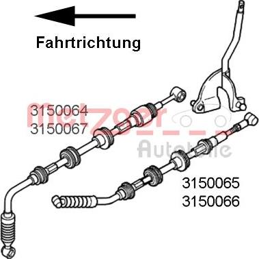 Metzger 3150066 - Трос, наконечник, ступенчатая коробка передач autospares.lv