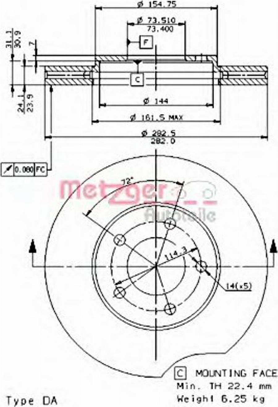 Metzger 24493 - Тормозной диск autospares.lv