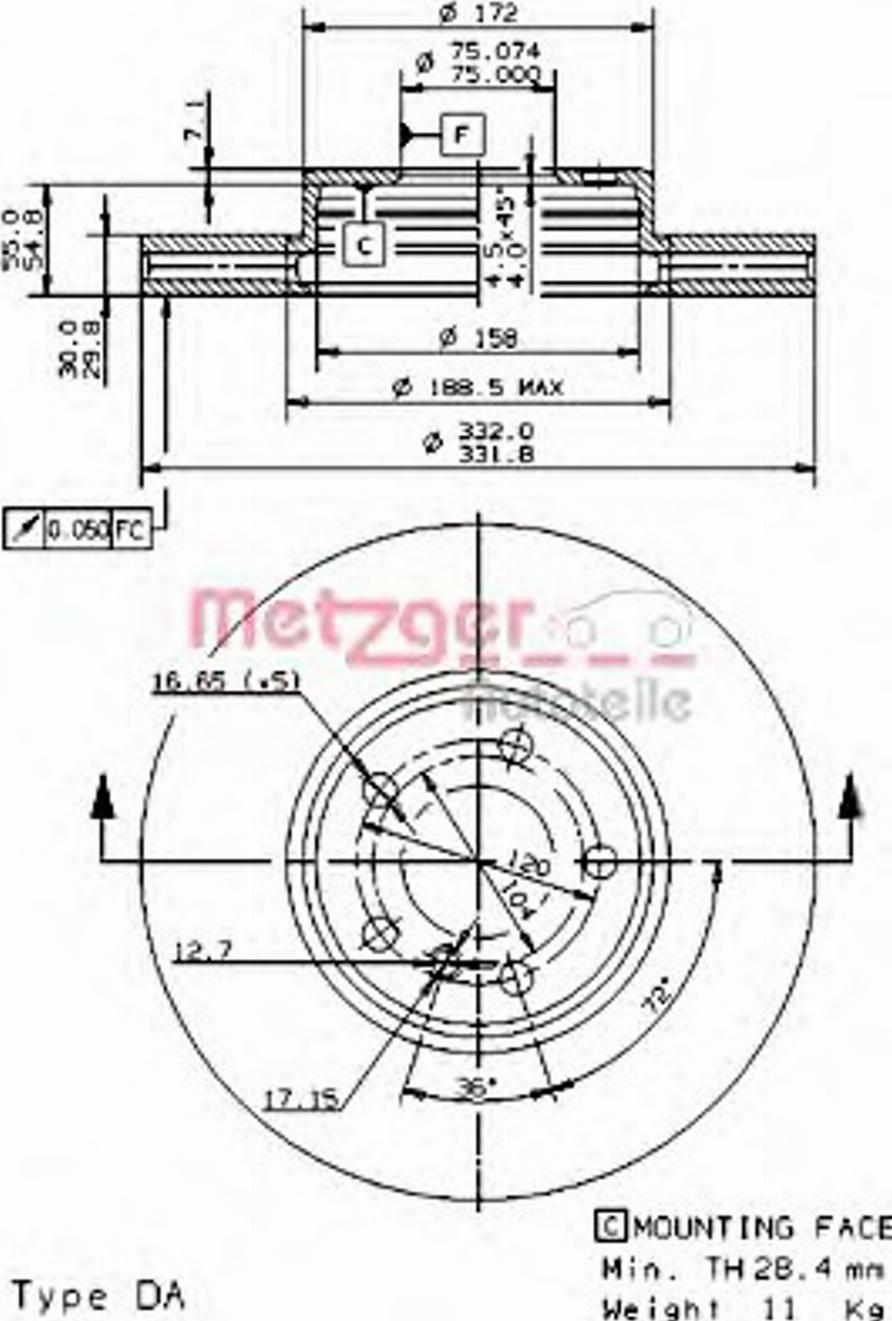 Metzger 24896 - Тормозной диск autospares.lv