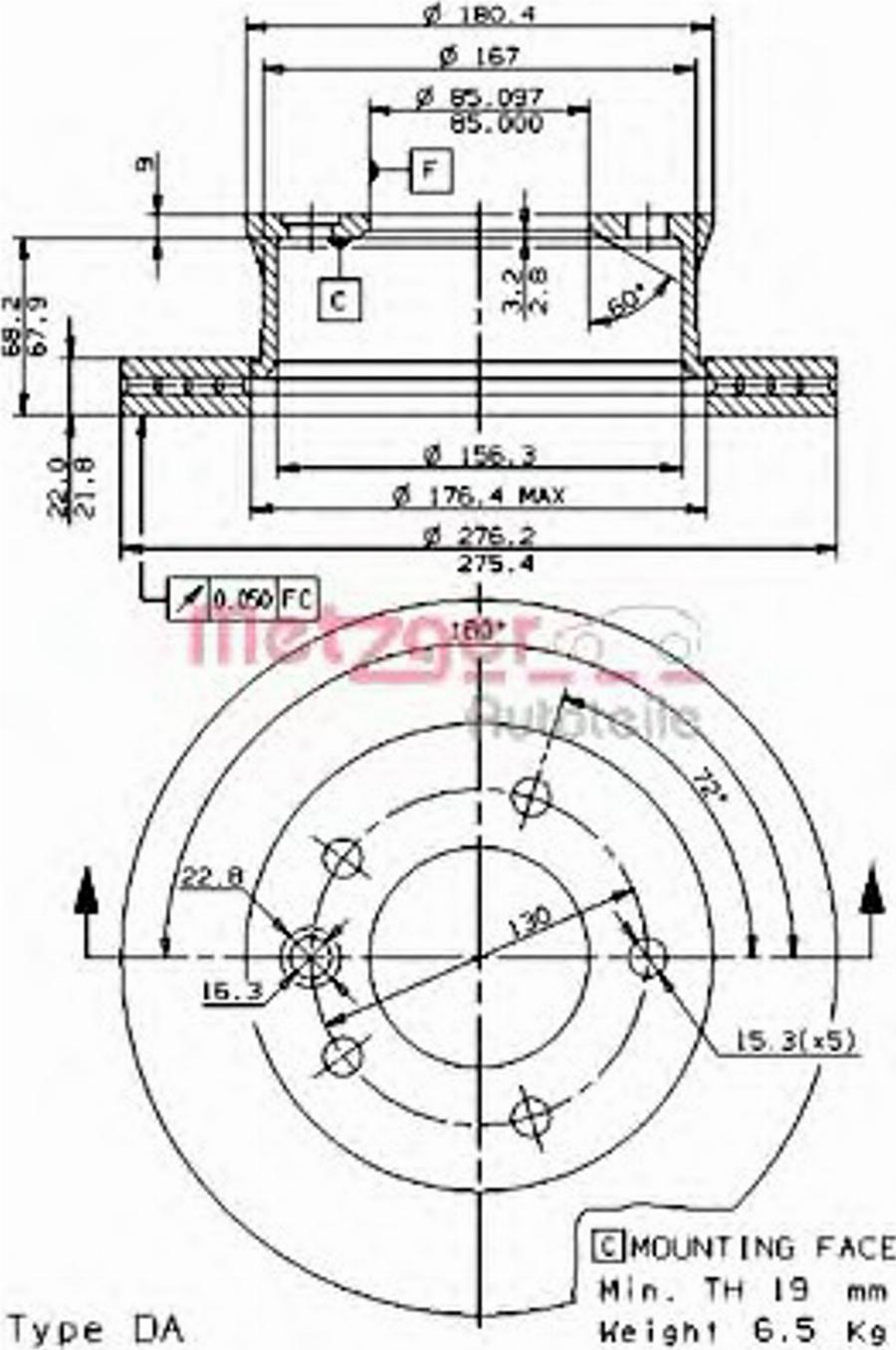 Metzger 24804 E - Тормозной диск autospares.lv