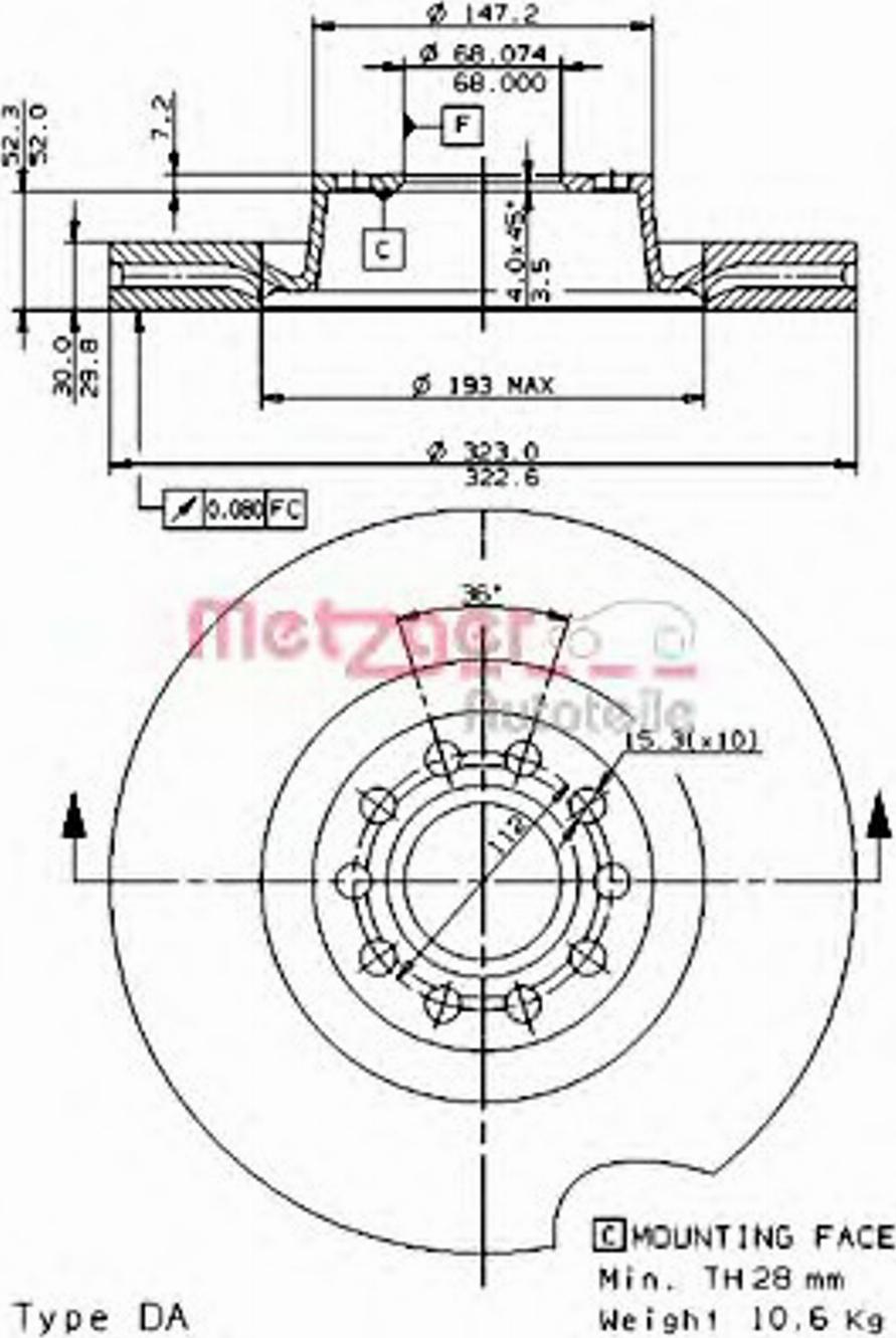 Metzger 24784 V - Тормозной диск autospares.lv