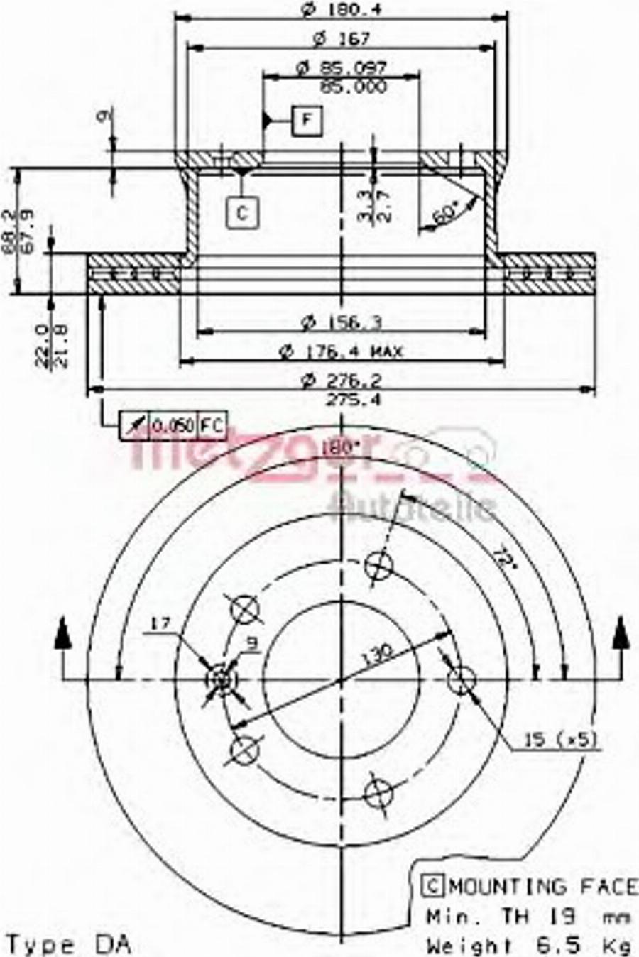 Metzger 24722 E - Тормозной диск autospares.lv