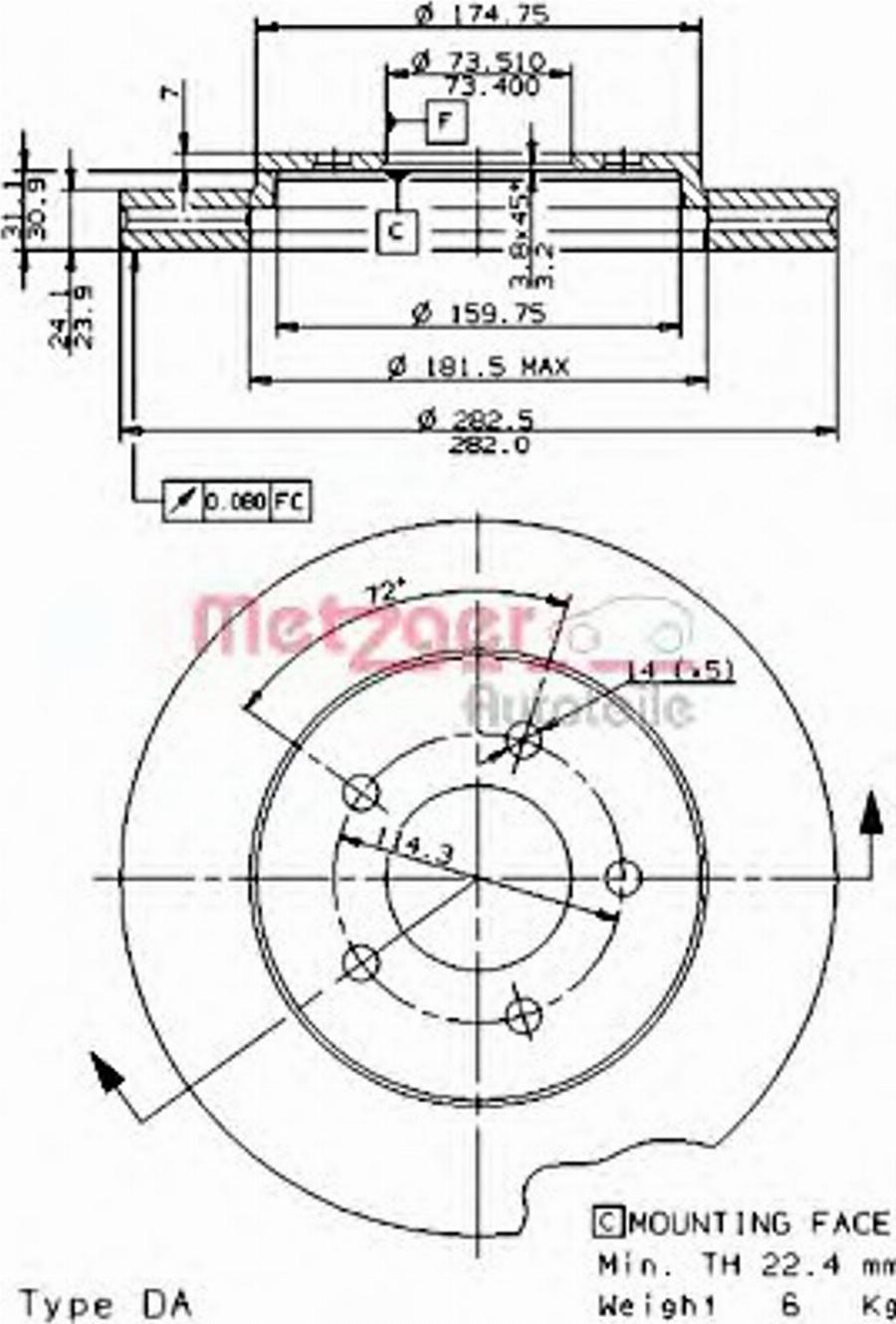 Metzger 24727E - Тормозной диск autospares.lv