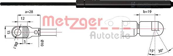 Metzger 2110388 - Газовая пружина, упор autospares.lv