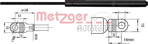 Metzger 2110283 - Газовая пружина, упор autospares.lv
