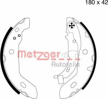 Metzger MG 713 - Комплект тормозных колодок, барабанные autospares.lv