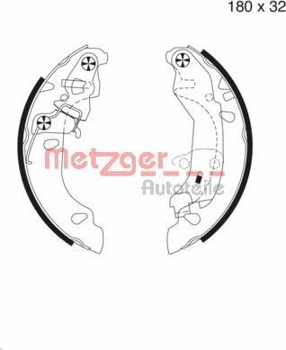 Metzger MG 980 - Комплект тормозных колодок, барабанные autospares.lv