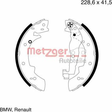 Metzger MG 400 - Комплект тормозных колодок, барабанные autospares.lv