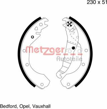 Metzger MG 418 - Комплект тормозных колодок, барабанные autospares.lv