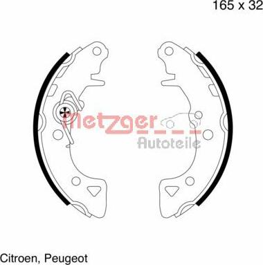 Metzger MG 429 - Комплект тормозных колодок, барабанные autospares.lv