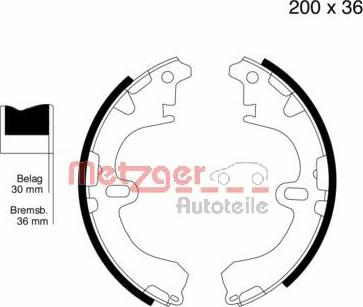 Metzger MG 556 - Комплект тормозных колодок, барабанные autospares.lv