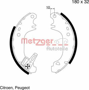 Metzger MG 508 - Комплект тормозных колодок, барабанные autospares.lv