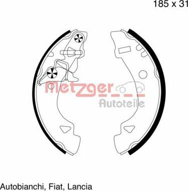 Metzger MG 586 - Комплект тормозных колодок, барабанные autospares.lv