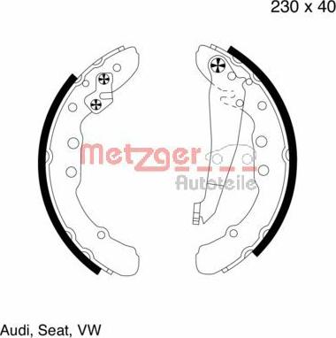 Metzger MG 572 - Комплект тормозных колодок, барабанные autospares.lv