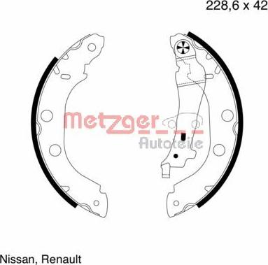 Metzger MG 645 - Комплект тормозных колодок, барабанные autospares.lv