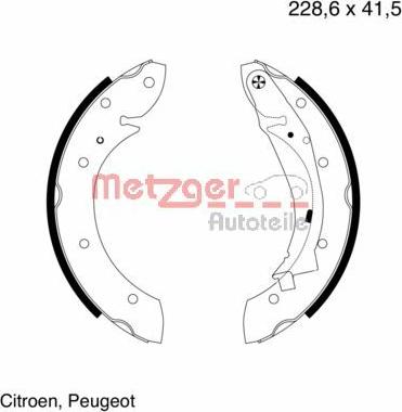 Metzger MG 641 - Комплект тормозных колодок, барабанные autospares.lv