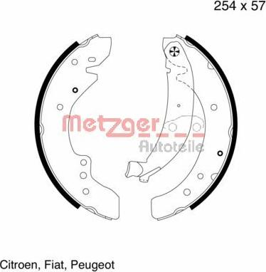 Metzger MG 619 - Комплект тормозных колодок, барабанные autospares.lv