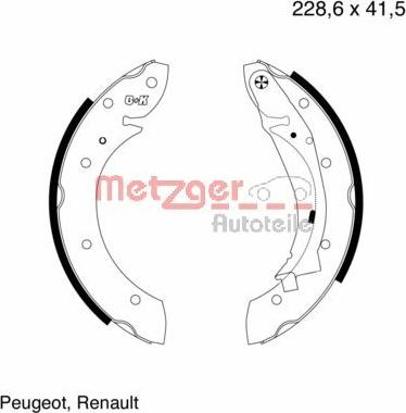 Metzger MG 634 - Комплект тормозных колодок, барабанные autospares.lv