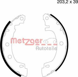 Metzger MG 632 - Комплект тормозных колодок, барабанные autospares.lv