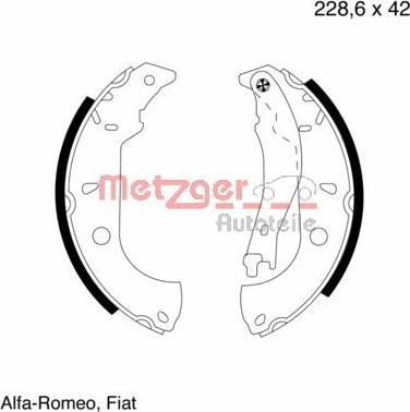 Metzger MG 624 - Комплект тормозных колодок, барабанные autospares.lv