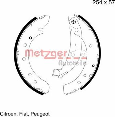 Metzger MG 620 - Комплект тормозных колодок, барабанные autospares.lv