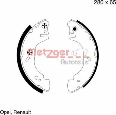 Metzger MG 807 - Комплект тормозных колодок, барабанные autospares.lv