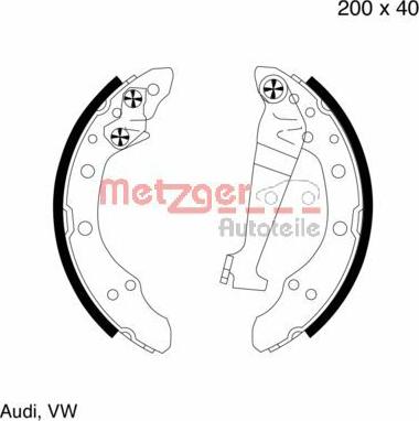 Metzger MG 344 - Комплект тормозных колодок, барабанные autospares.lv