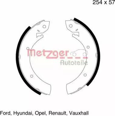 Metzger MG 325 - Комплект тормозных колодок, барабанные autospares.lv