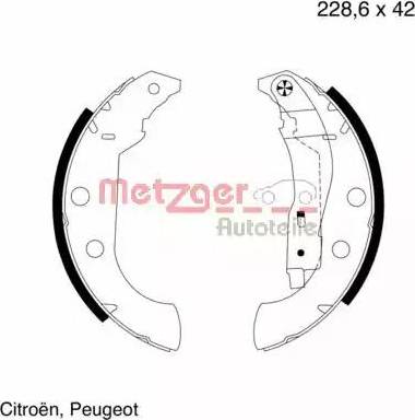 Metzger MG 704 - Комплект тормозных колодок, барабанные autospares.lv