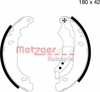 Metzger MG 715 - Комплект тормозных колодок, барабанные autospares.lv