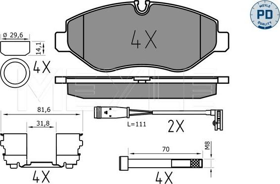 Meyle 025 291 9220/PD - Тормозные колодки, дисковые, комплект autospares.lv