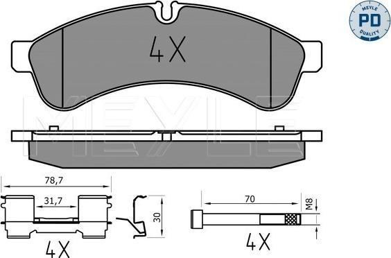 Meyle 025 292 3122/PD - Тормозные колодки, дисковые, комплект autospares.lv