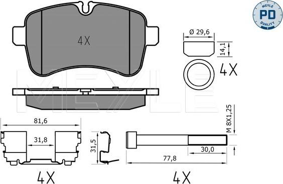 Meyle 025 292 3221/PD - Тормозные колодки, дисковые, комплект autospares.lv