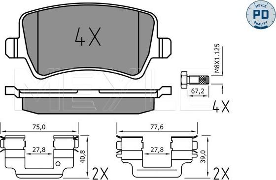 Meyle 025 244 9618/PD - Тормозные колодки, дисковые, комплект autospares.lv