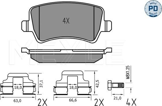 Meyle 025 244 9617/PD - Тормозные колодки, дисковые, комплект autospares.lv